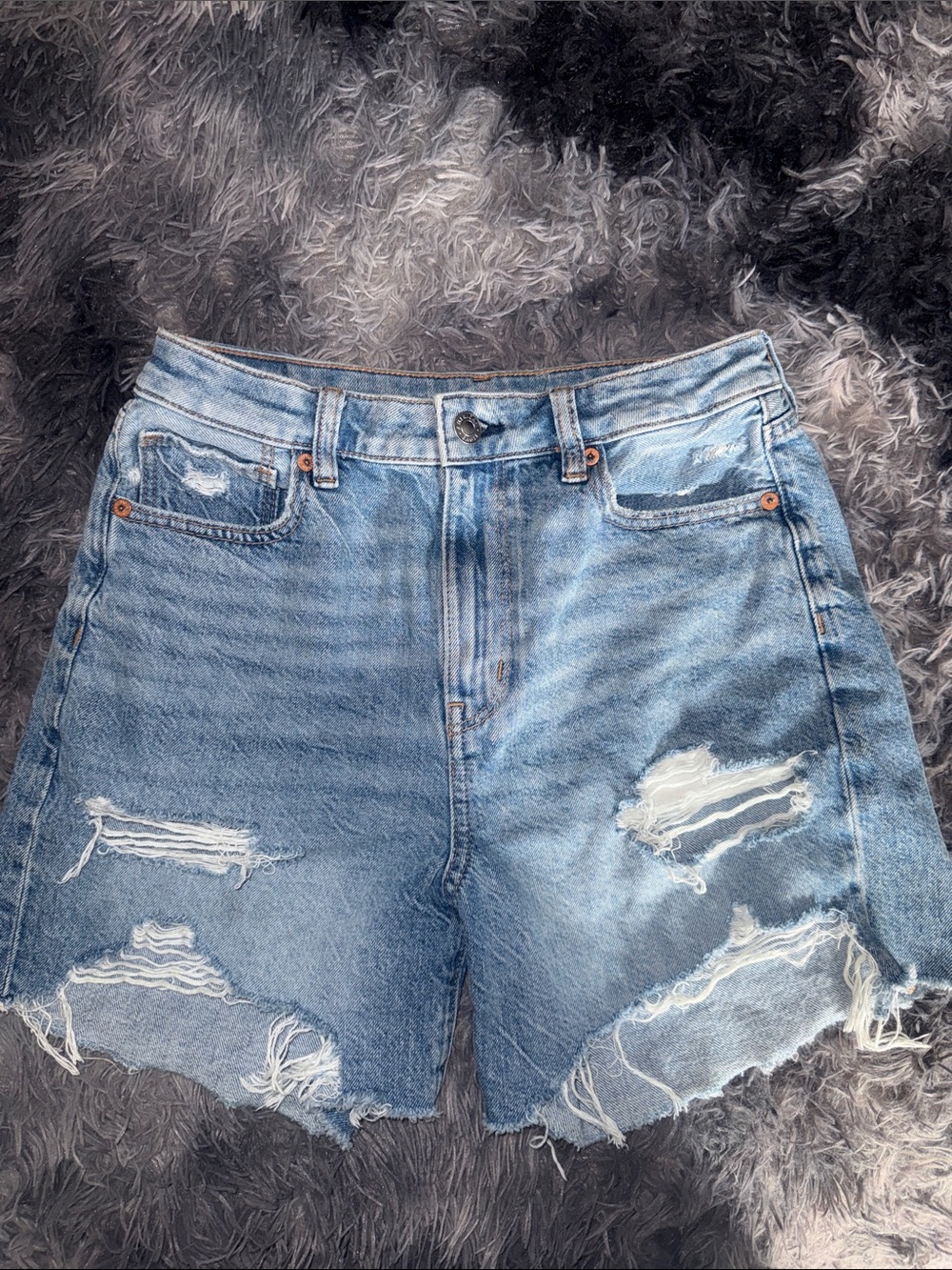 Light Blue AE Distressed Denim Shorts